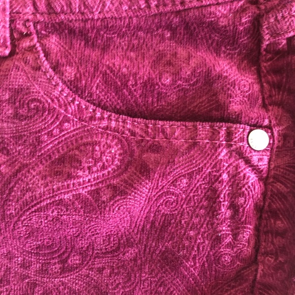 ELLE PAISLEY CORDUROY STRAIGHT LEG PANTS - Picture 5 of 10